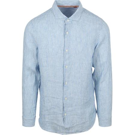 Superdry Overhemd Linnen Vacation Azure Blue Stripe