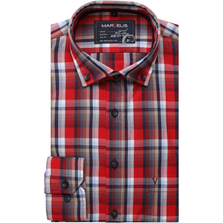 Marvelis Casual Overhemd rood, Ruit Rood