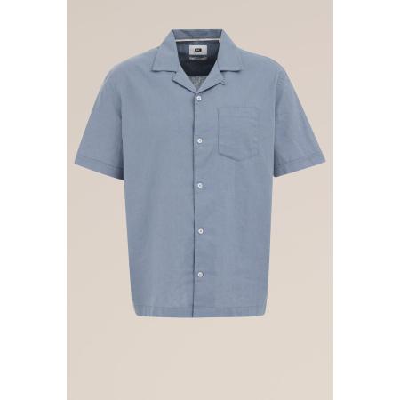 Fundamentals heren easy care linnenmix overhemd - Regular fit - Grijsblauw - Linnen - Maat: XL