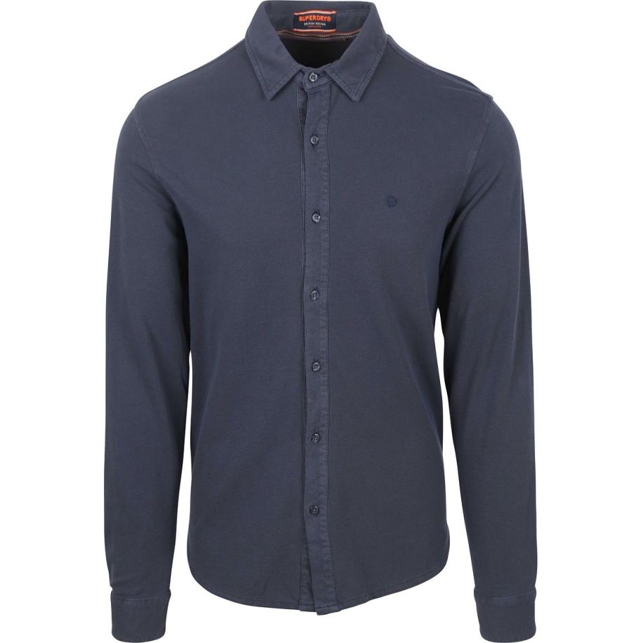 Superdry Overhemd Vintage Destroy Pique Sailing Navy Blauw