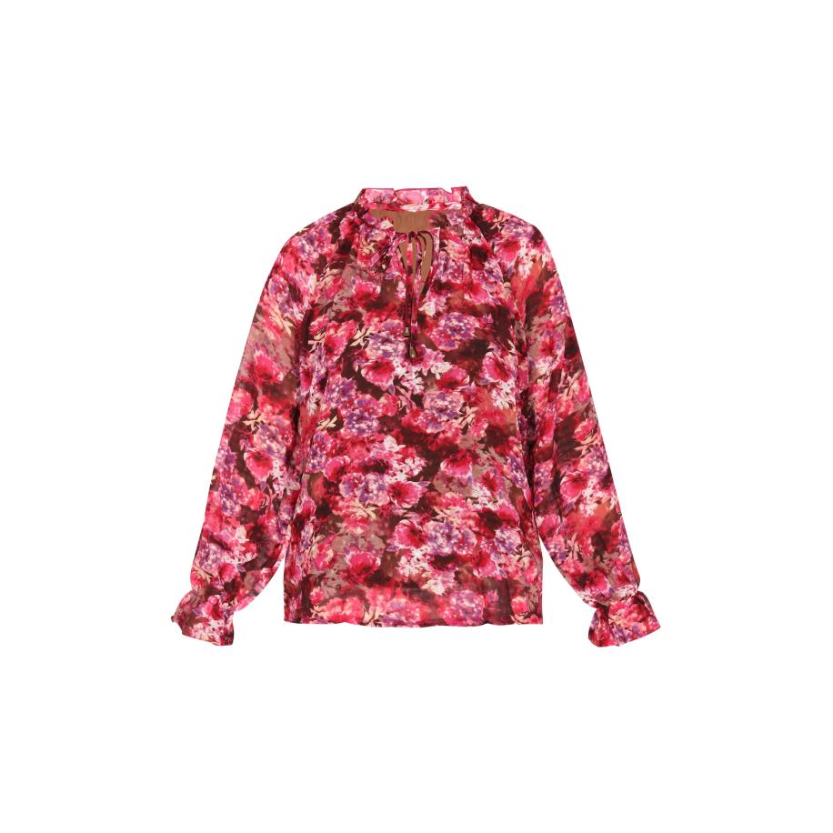 Sidona Sidona Blouse braam / donkerroze / rood / zwart -