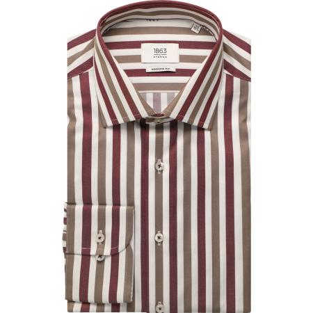 ETERNA 1863 Overhemd rood/bruin, Gestreept