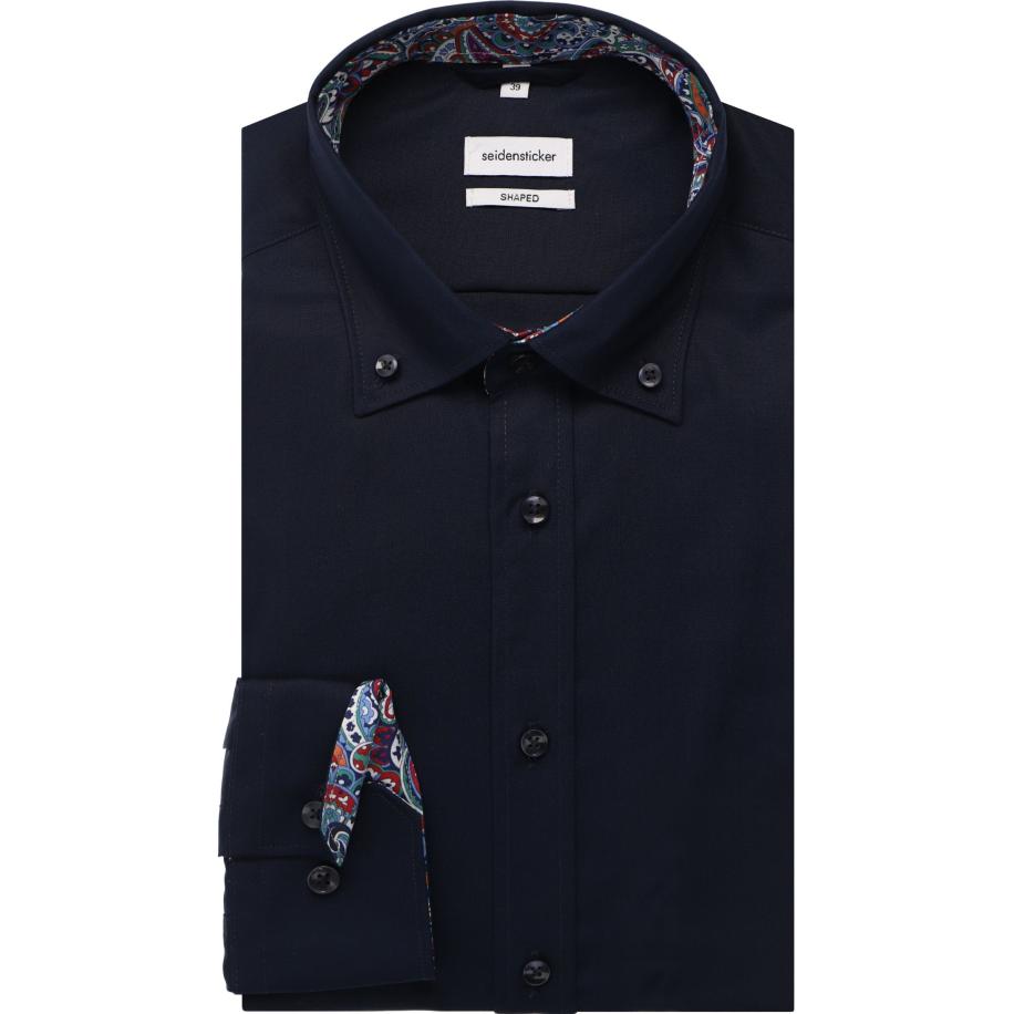 Seidensticker Overhemd donkerblauw, Effen Blauw