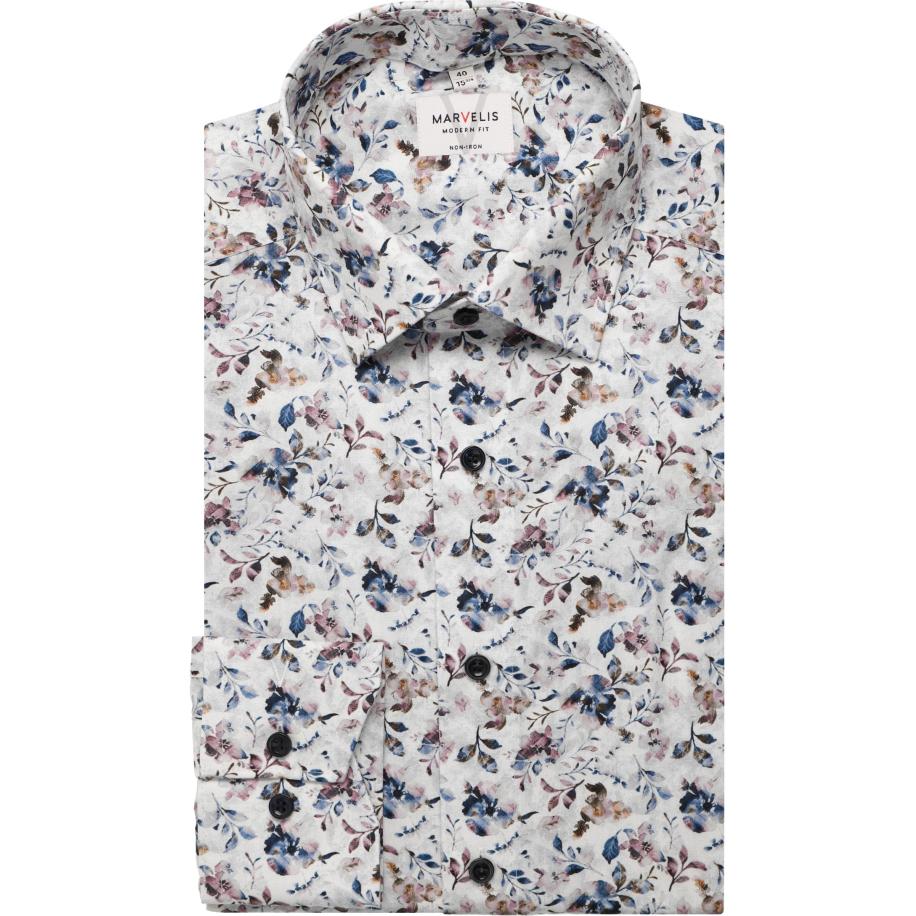 Marvelis Overhemd wit, Bedrukt Wit