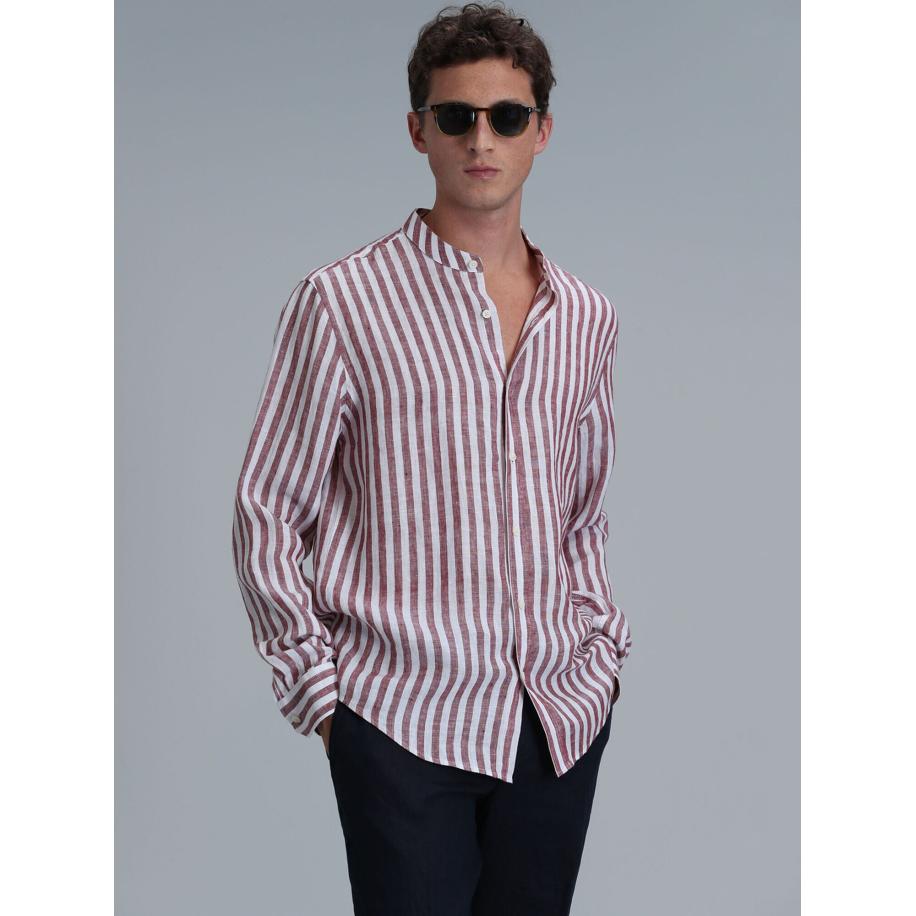 Lufian Lufian Overhemd Fast bordeaux / wit -