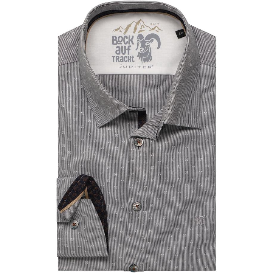 Jupiter Traditioneel overhemd grijs, Ruit Grijs