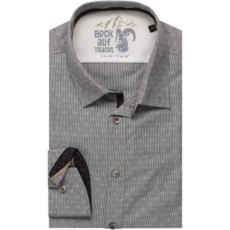 Jupiter Traditioneel overhemd grijs, Ruit