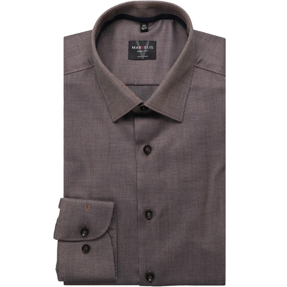Marvelis Overhemd bruin, Effen Bruin