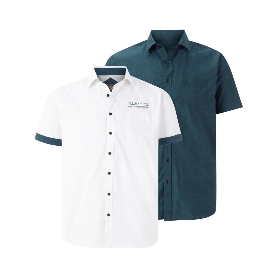jan vanderstorm Jan Vanderstorm Overhemd Evin petrol / wit -