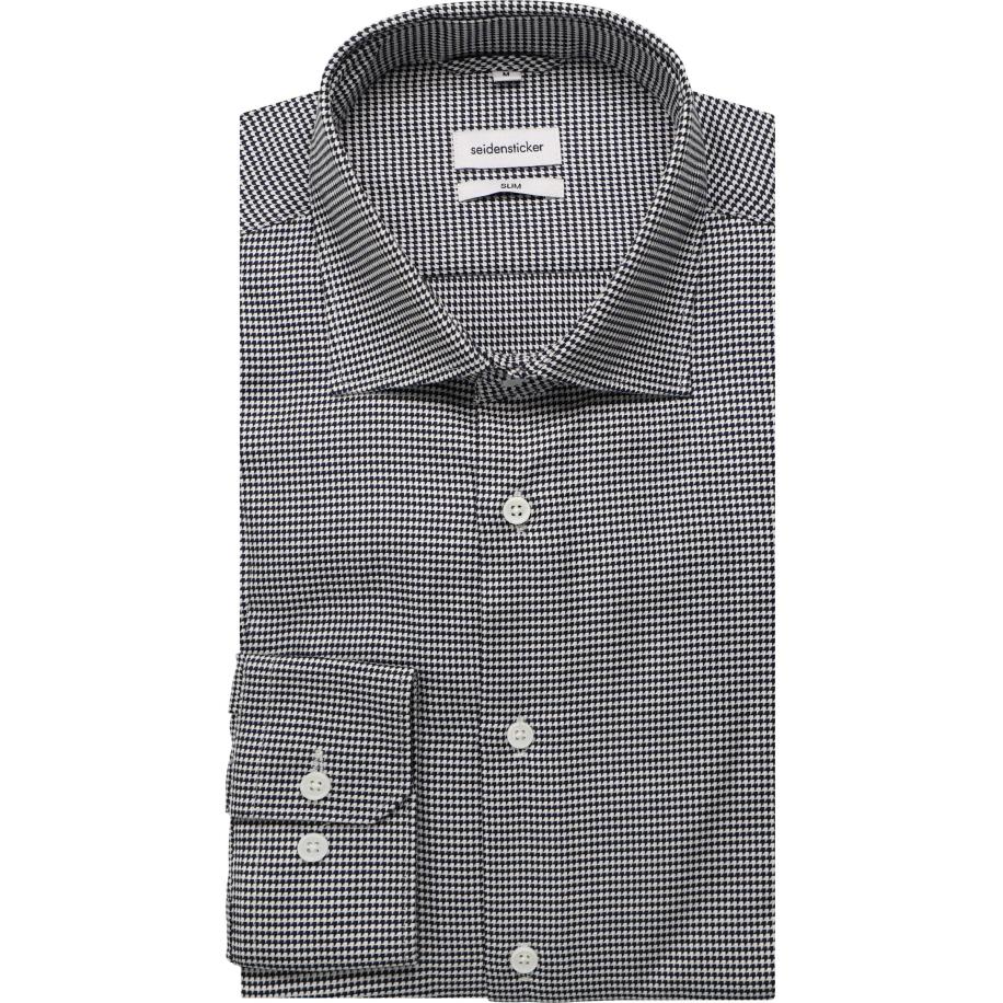 Seidensticker Overhemd donkerblauw, Pied De Poule Blauw