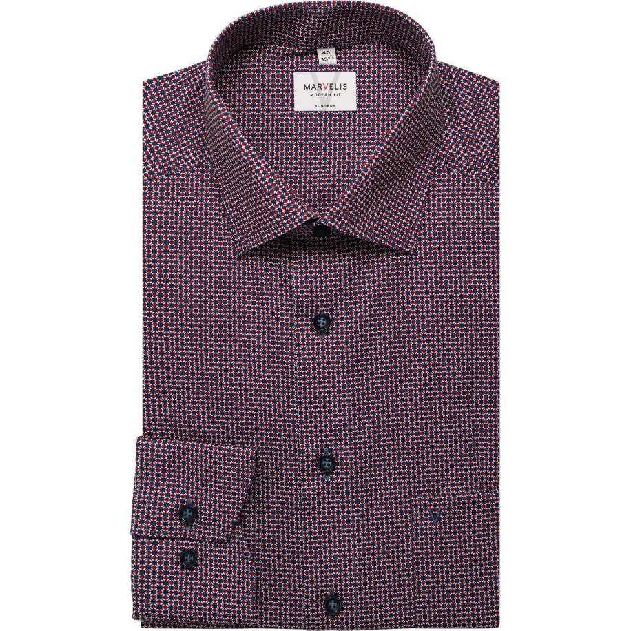 Marvelis Overhemd donkerrood, Bedrukt Rood