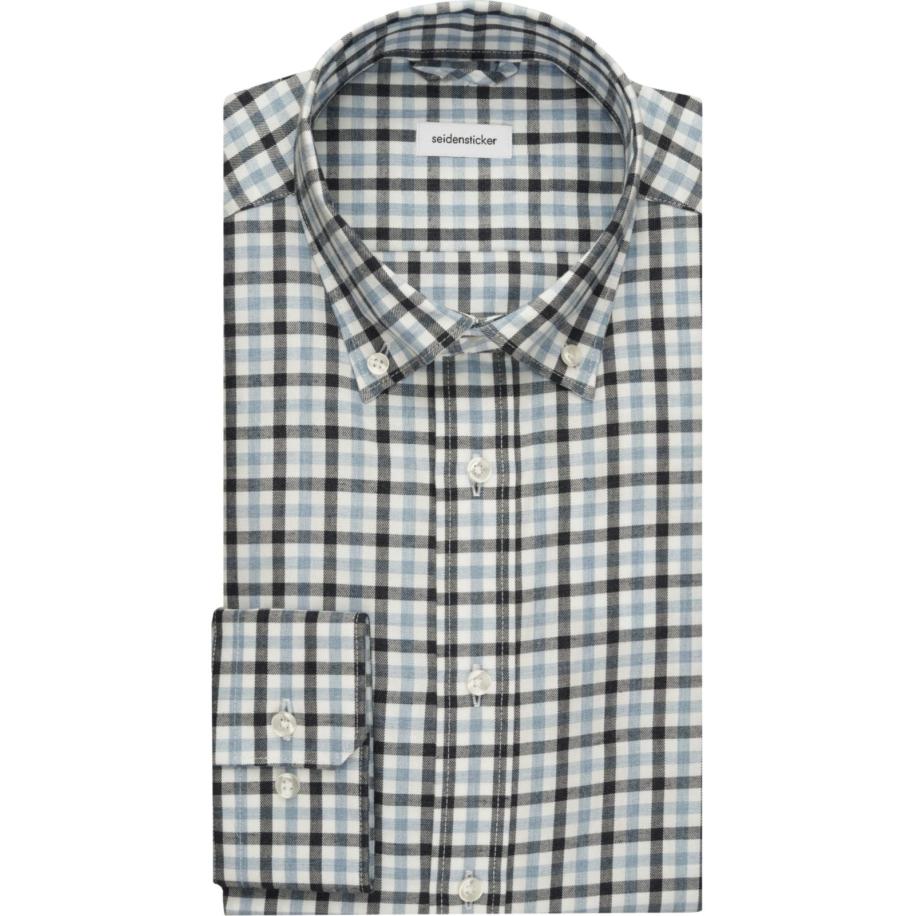 Seidensticker Flanellen Overhemd blauw, Ruit Blauw