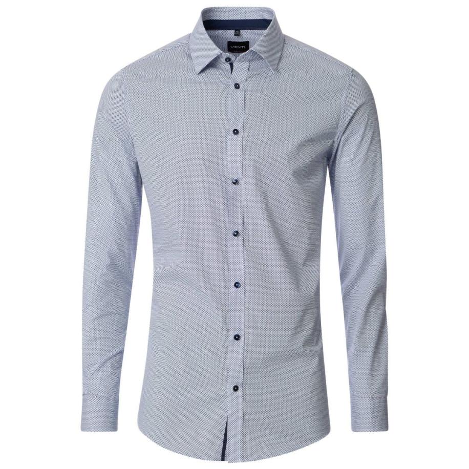 Venti Overhemd blauw, Bedrukt Blauw