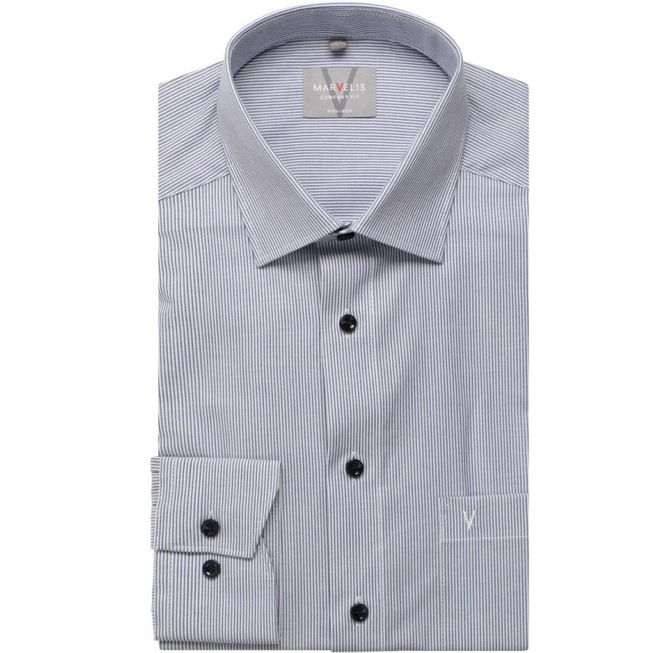 Marvelis Overhemd marine, Gestreept Blauw