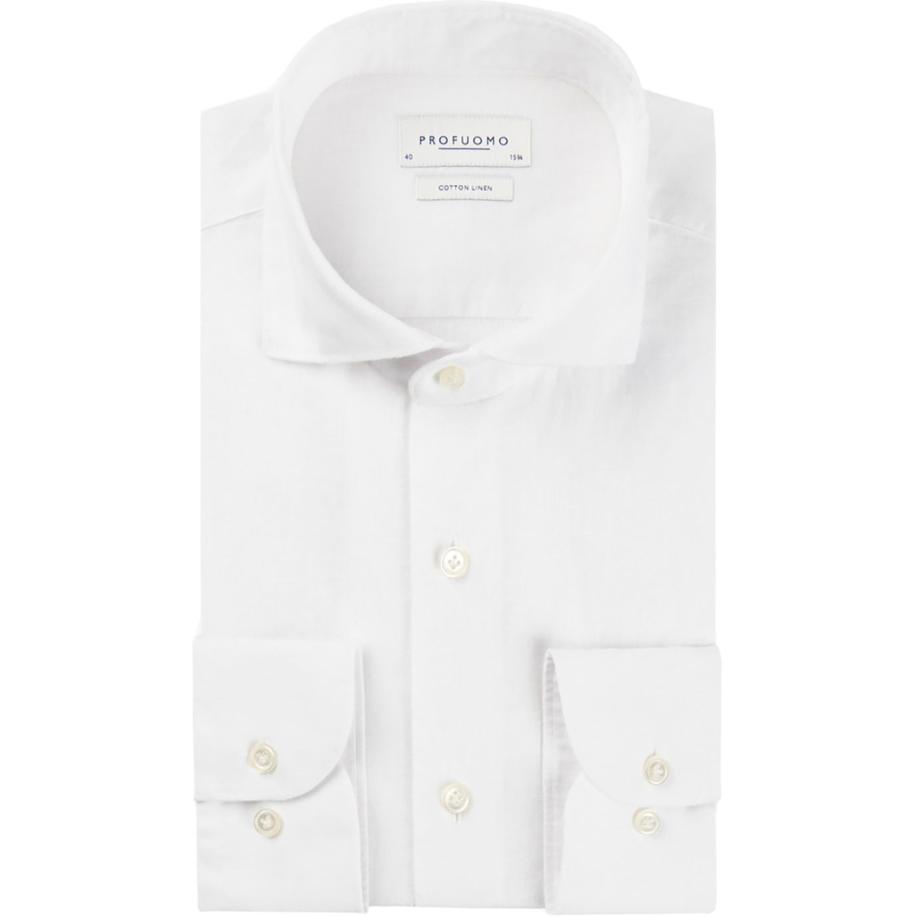Profuomo Linnen Overhemd Wit Wit