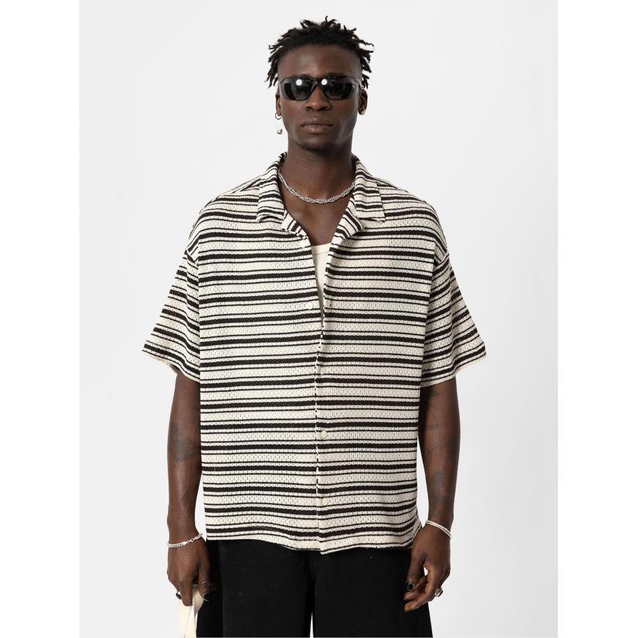 VAMOS CLO Overhemd zwart / wit Multicolor