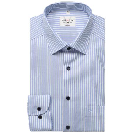 Marvelis Overhemd lichtblauw/wit, Gestreept