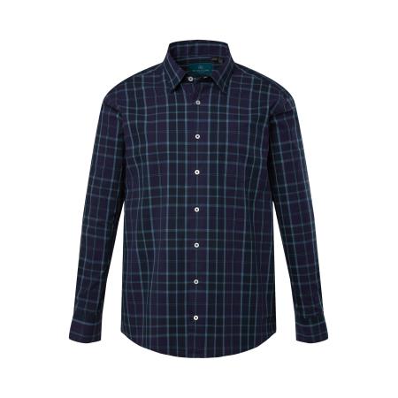 Boston Park Boston Park Overhemd donkerblauw / groen / lila