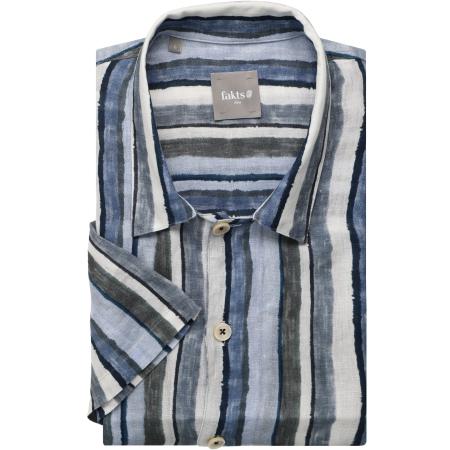 fakts Linnen Overhemd grijs, Gestreept