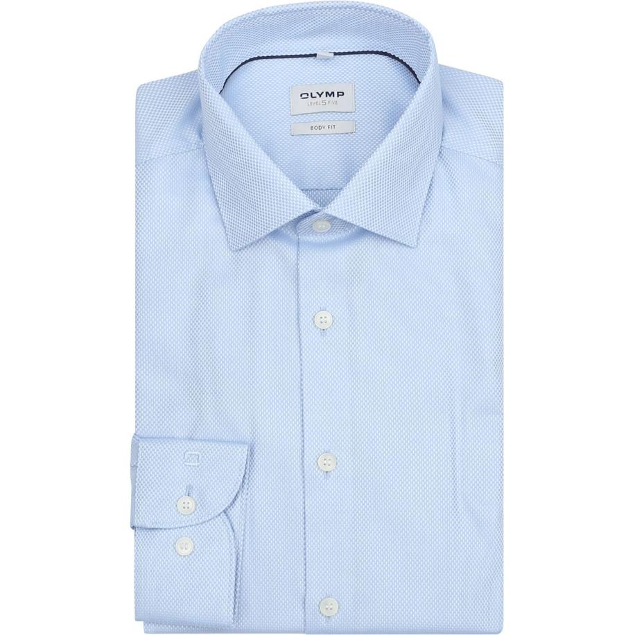 OLYMP Level 5 Dobby Overhemd Lichtblauw Blauw