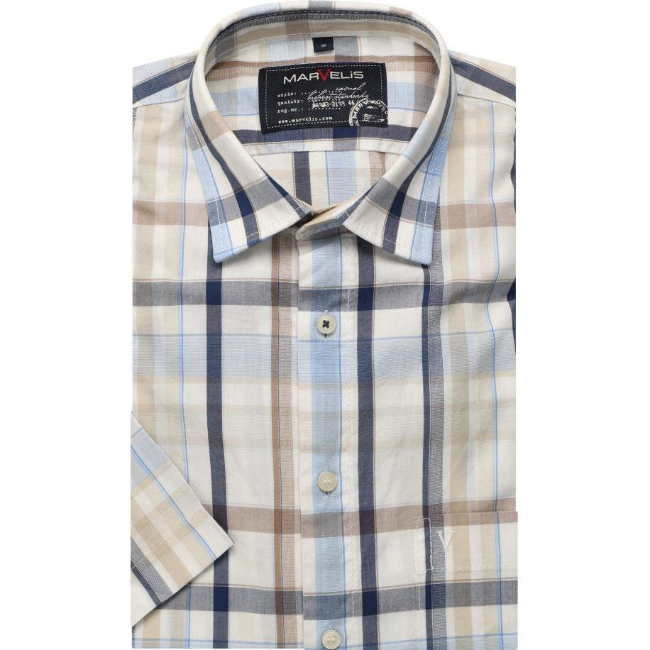 Marvelis Casual Overhemd Korte mouw natuurlijk Bruin