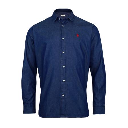 U.S. Polo Assn. U.S. POLO ASSN. Overhemd blauw denim / rood