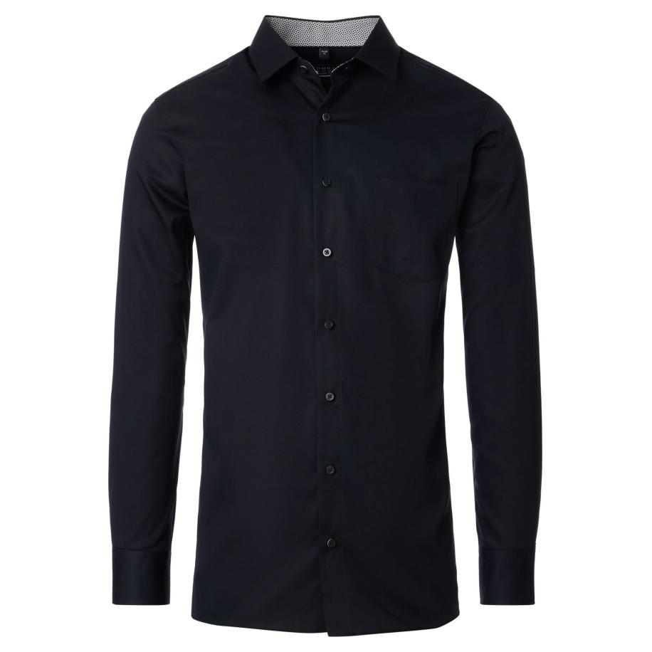 Redmond Overhemd zwart, Effen Zwart