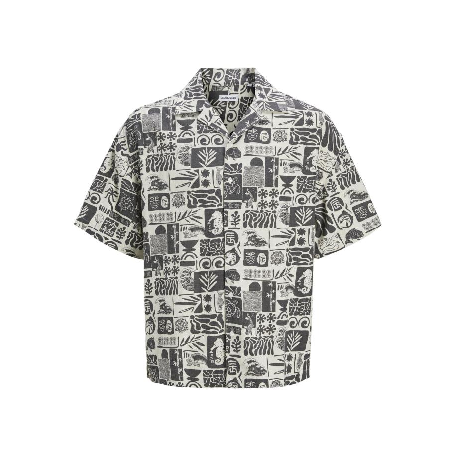 Jack & Jones JACK & JONES Overhemd donkergrijs / zwart / natuurwit -