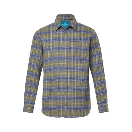 Boston Park Boston Park Overhemd grijs / olijfgroen / wit