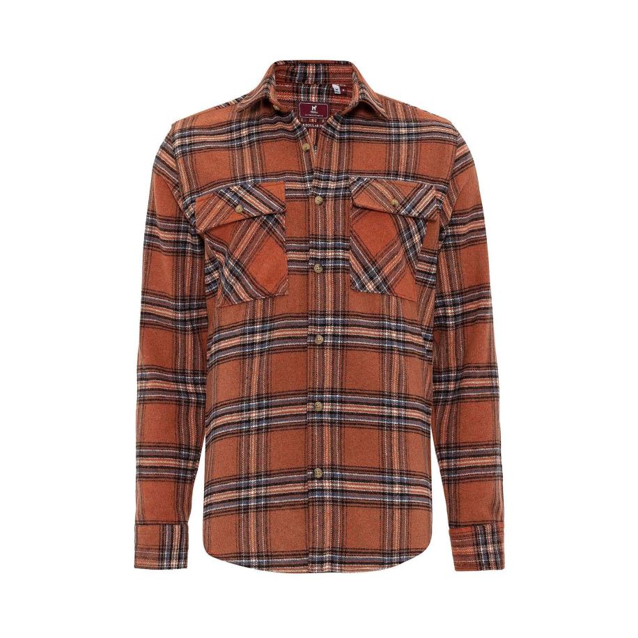 Williot Williot Overhemd marine / roestrood / zwart / wit -