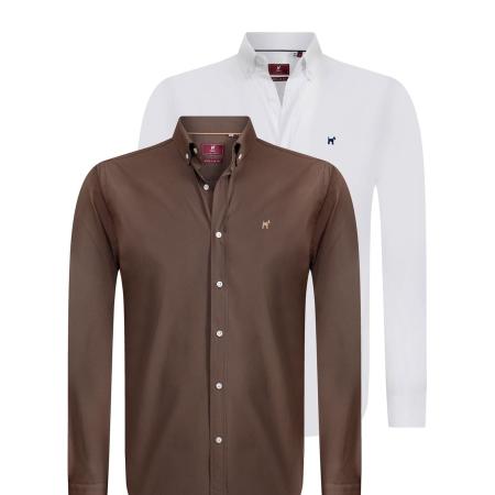 Williot Williot Overhemd bruin / wit