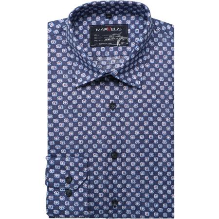 Marvelis Casual Overhemd marine, Bedrukt