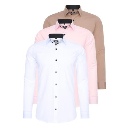 Rusty Neal Rusty Neal Overhemd chamois / lichtroze / wit