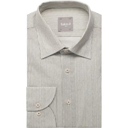 fakts Leisure Linnen Overhemd bruin, Gestreept
