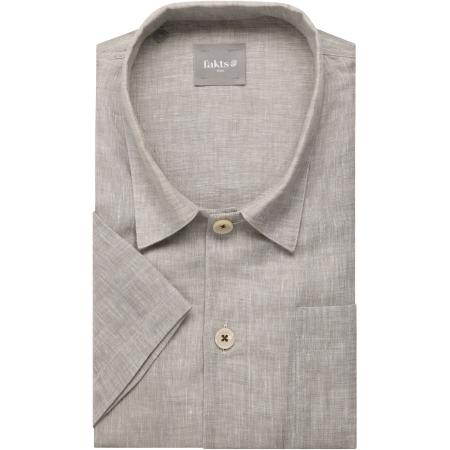 fakts Linnen Overhemd olijfgroen, Effen