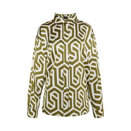 DreiMaster DreiMaster Klassik Blouse olijfgroen / wit