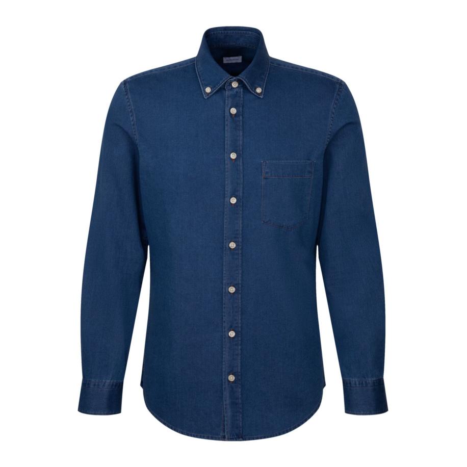 Seidensticker Overhemd donkerblauw, Effen Blauw