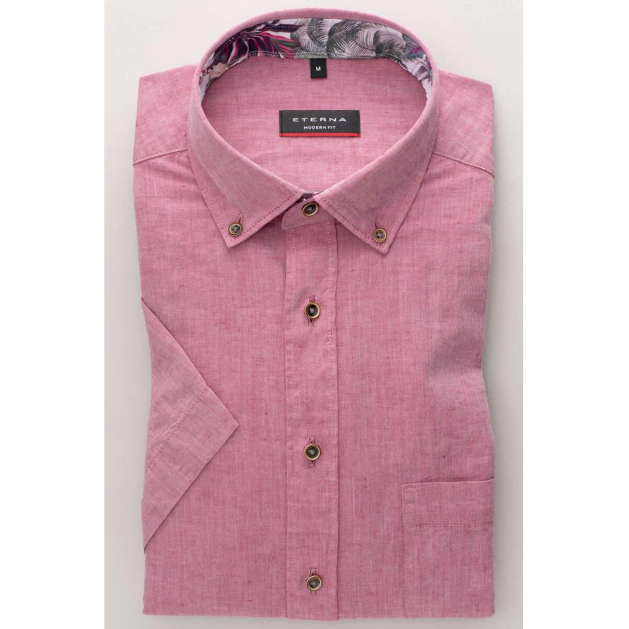 ETERNA Linnen Overhemd, Effen Rood