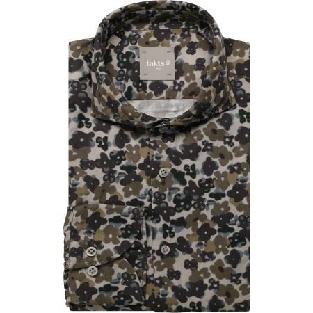 fakts Leisure Flanellen Overhemd grijs, Bloemen