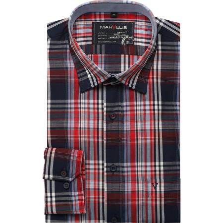 Marvelis Casual Overhemd rood, Ruit