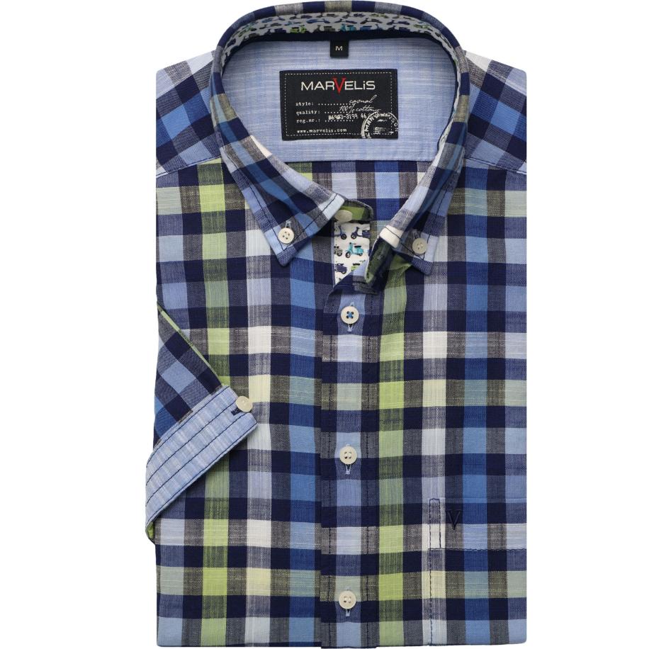 Marvelis Casual Overhemd Korte mouw blauw Blauw