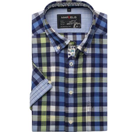 Marvelis Casual Overhemd Korte mouw blauw