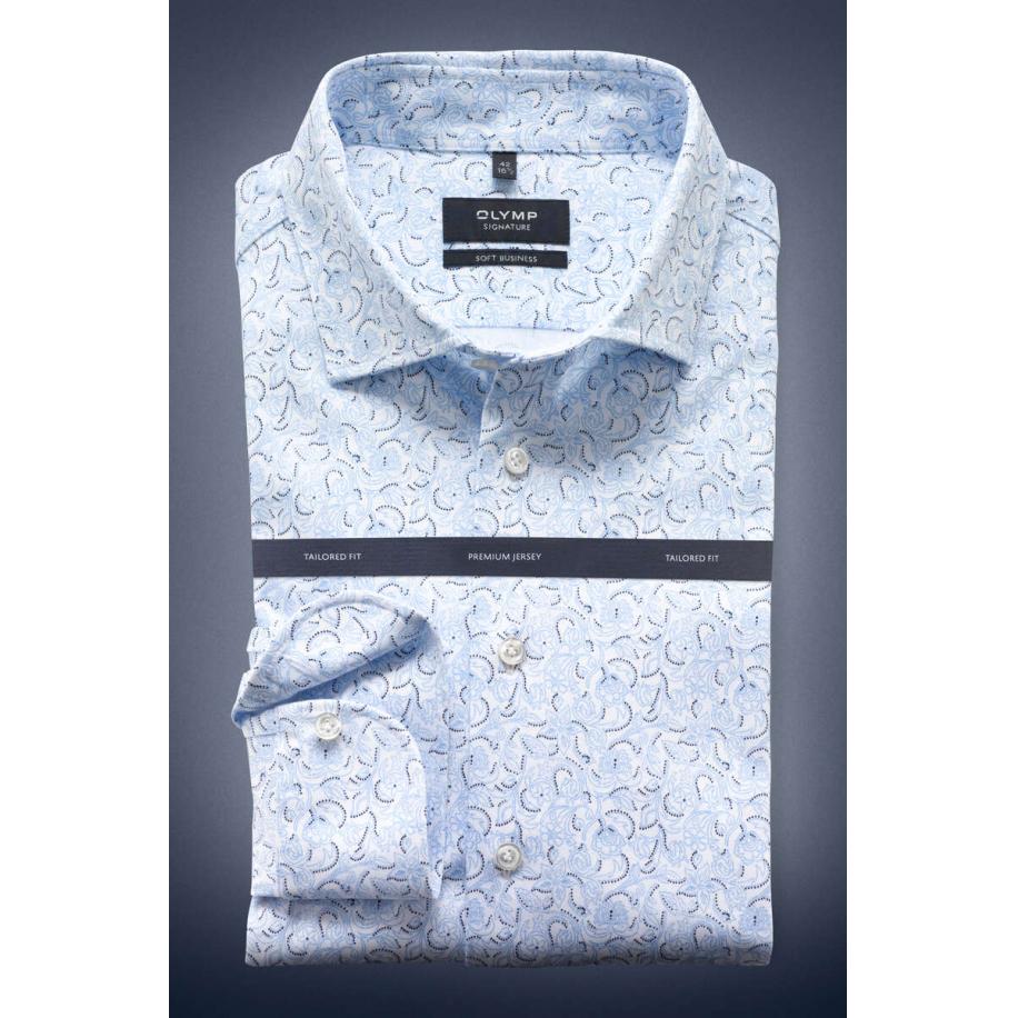 OLYMP SIGNATURE Soft Business Overhemd blauw, Motief Blauw