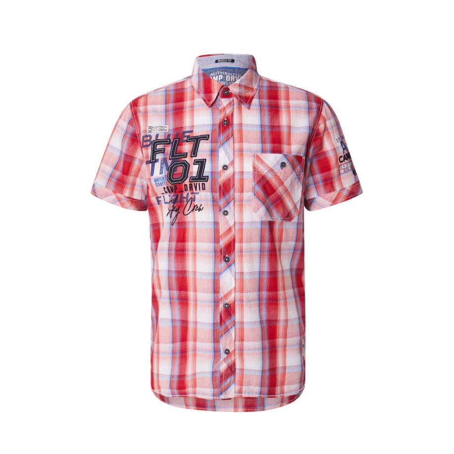 Camp David CAMP DAVID Overhemd lichtblauw / rood / wit -