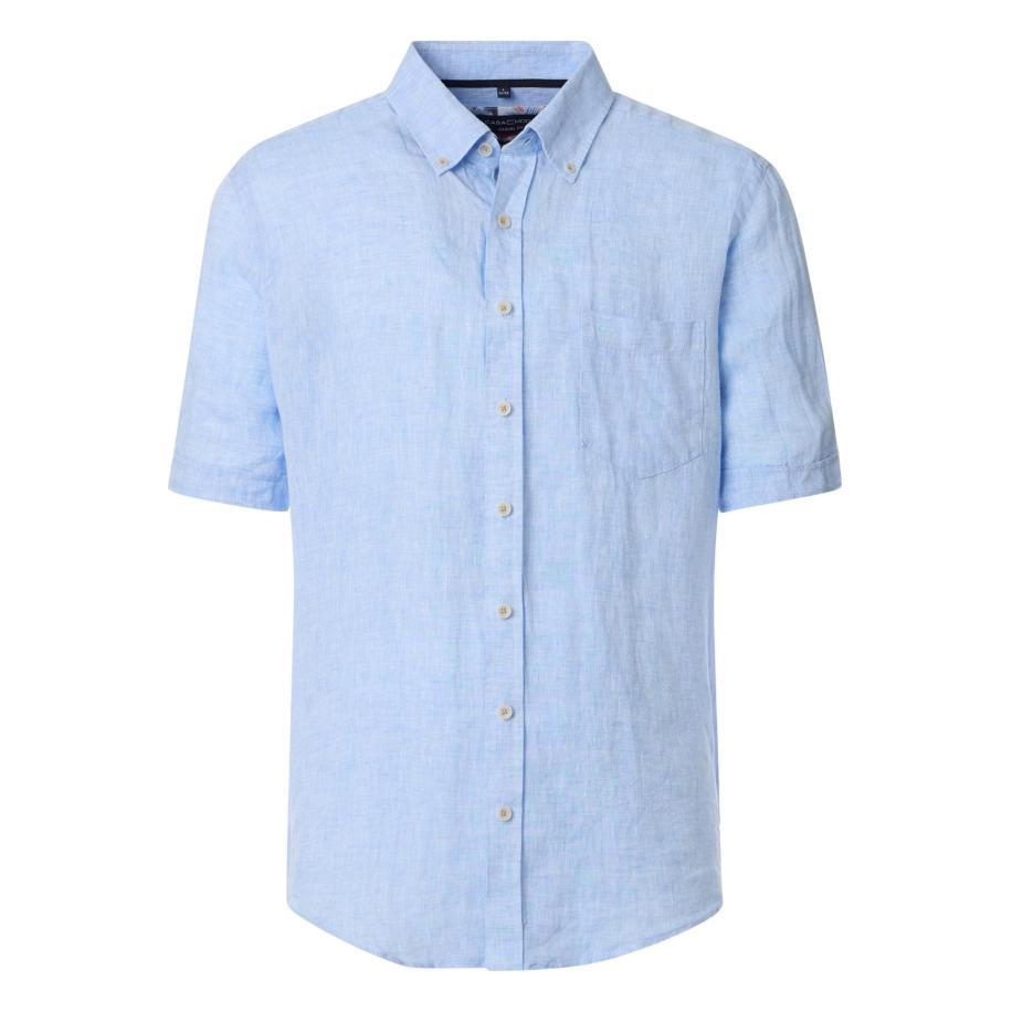 Casa Moda Linnen Overhemd blauw, Effen Blauw