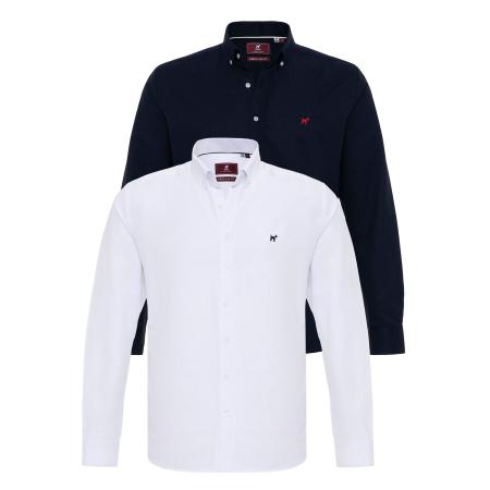 Williot Williot Overhemd navy / wit