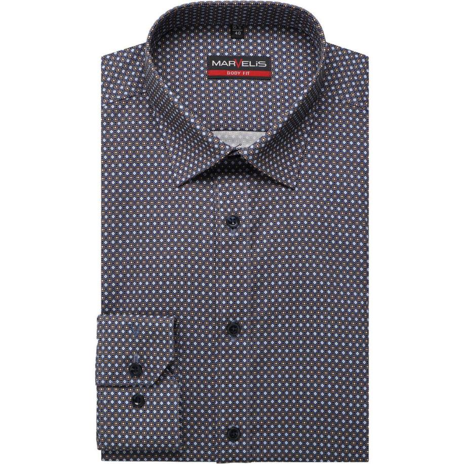 Marvelis Overhemd bruin, Bedrukt Blauw