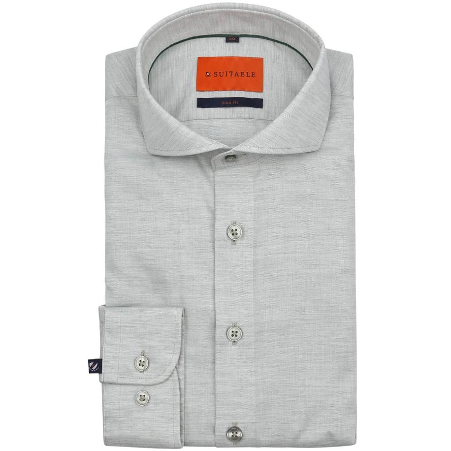 Suitable Melange Overhemd Lichtgroen Groen