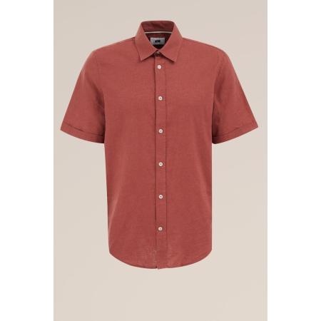 Fundamentals heren easy care overhemd van linnenmix - Regular fit - Roestbruin - Linnen - Maat: XL