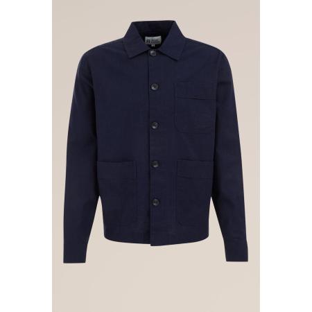 Blue Ridge heren overshirt van linnenmix - Regular fit - Donkerblauw - Katoen - Maat: S